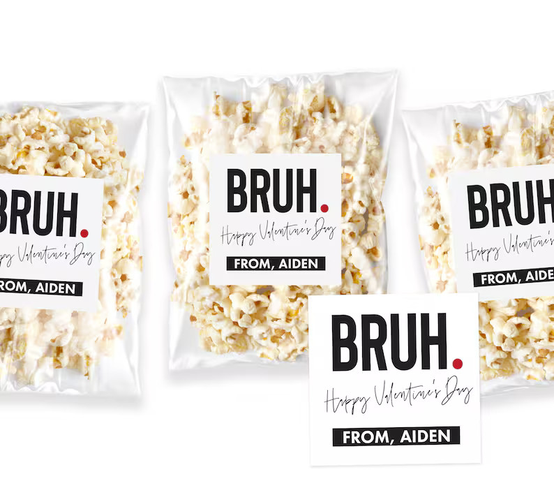 Bruh Valentine Stickers - Boy Class Valentine Stickers - Valentine Name Gift Tags - Valentine Nam... | Etsy (US)