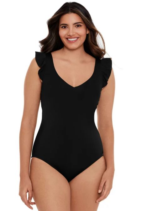 The cutest, inexpensive black swimsuit from Walmart. I purchased this in a size small, and it fit perfectly even with my long torso. 

#LTKunder50 #LTKFind #LTKswim