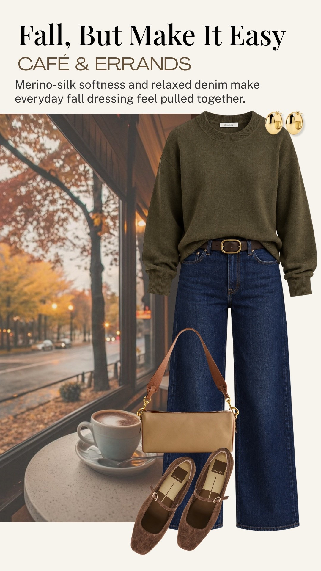 This is the kind of easy fall outfit I reach for again and again, an olive sweater, relaxed dark denim, and brown Mary Jane flats. It feels polished without being fussy, and the pieces are easy to mix into a classic fall wardrobe. Madewell Insiders Event Sale is happening now — a good time to check the pieces you’ve been eyeing.

#LTKootd #LTKSeasonal #LTKSaleAlert