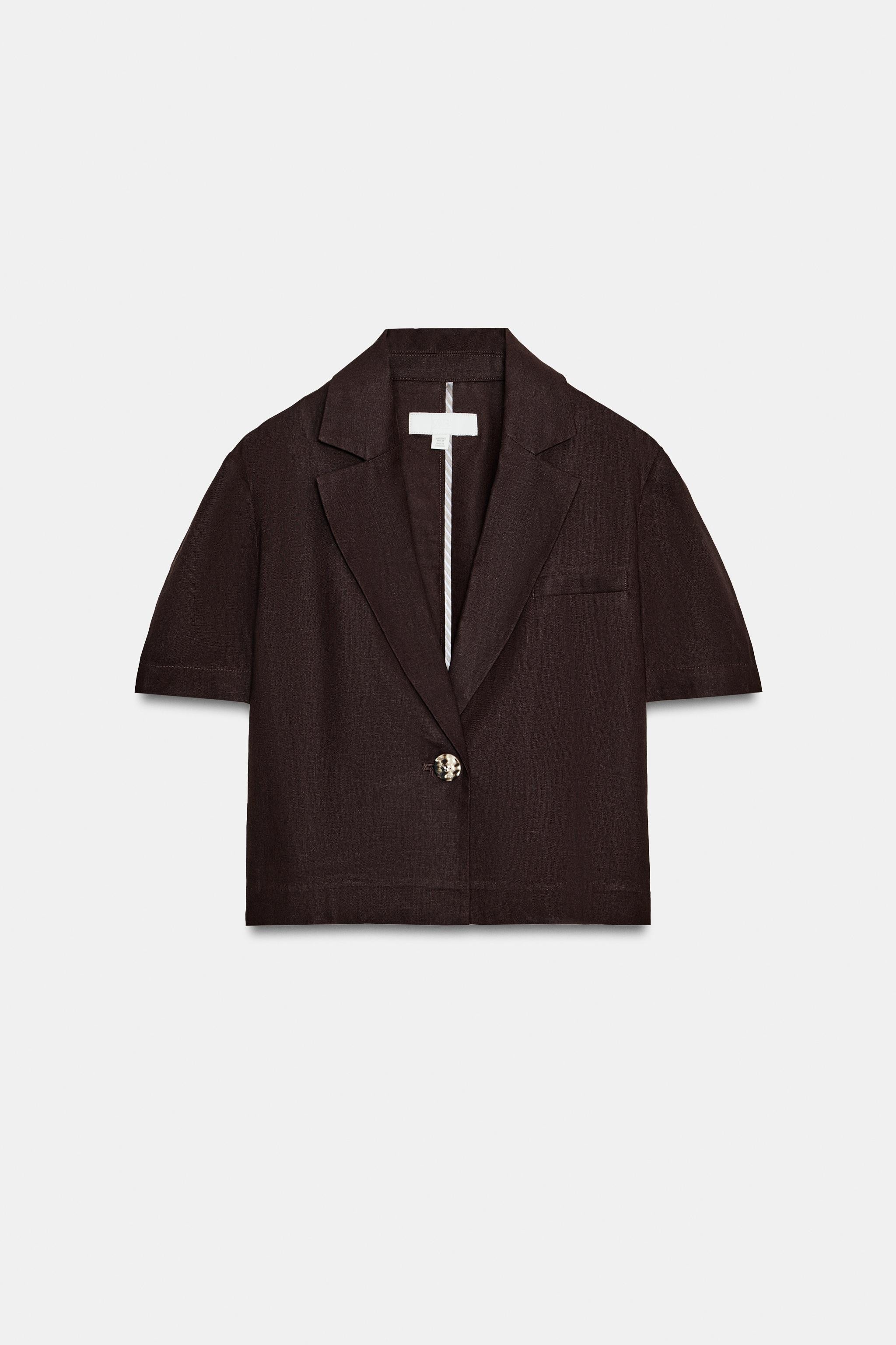 SHORT SLEEVE LINEN BLEND BLAZER | Zara US