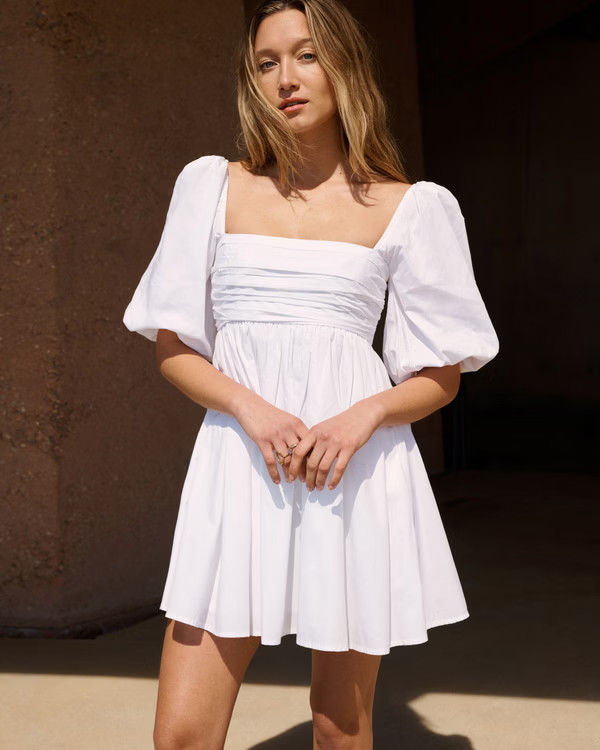 Linen-Blend Wide Strap Mini Dress | Abercrombie & Fitch (US)