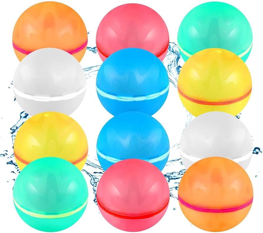 SOPPYCID 12 Pcs Reusable Water Balloons, Pool Beach water Toys for Boys and Girls, Outdoor Summer... | Amazon (US)