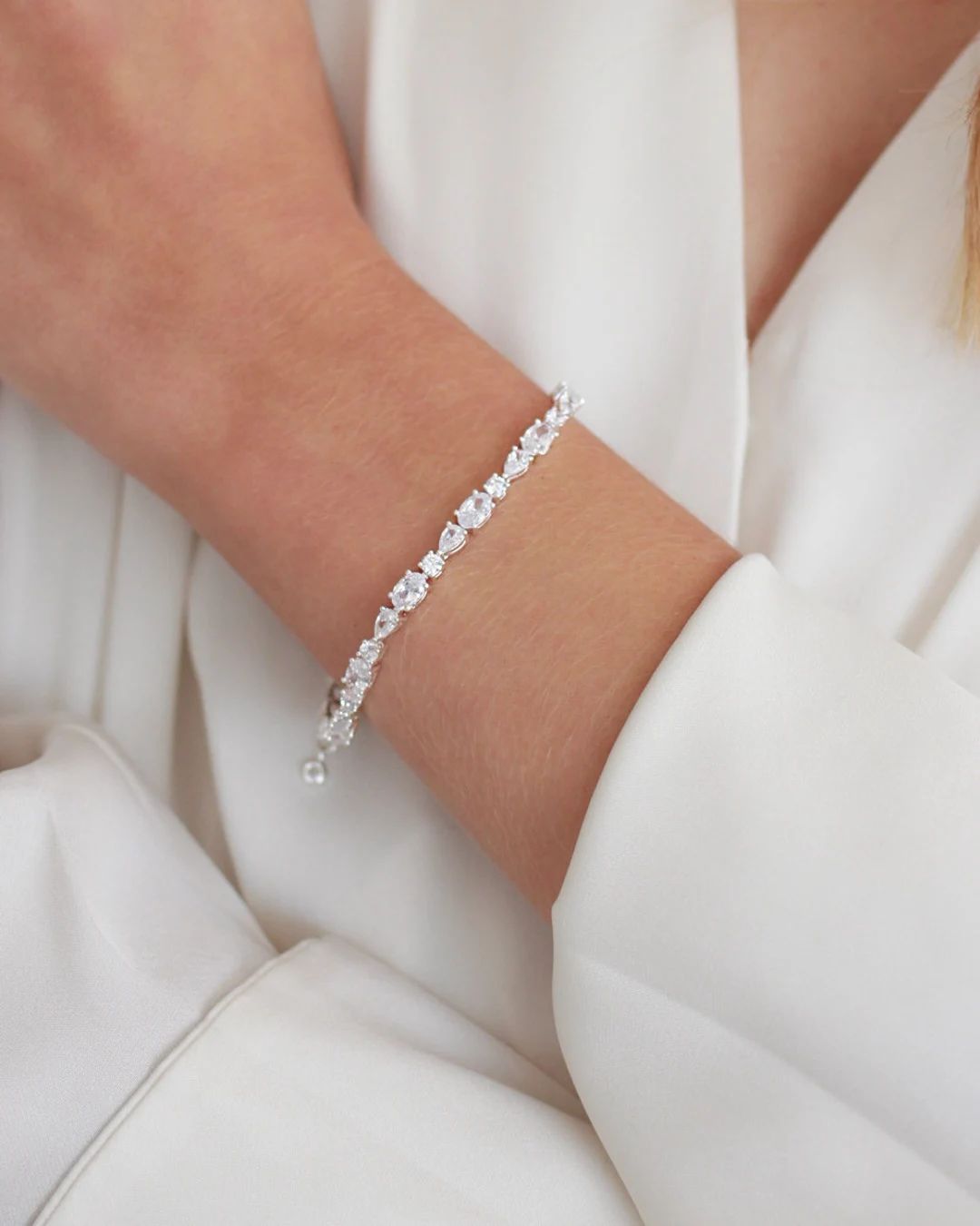 CZ Wedding Bracelet • Cubic Zirconia Bracelet for Bride • CZ Bracelet for Wedding • Silver ... | Etsy (US)