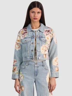 Chloe Embroidered Denim Jacket - Sierra Vintage/Multi | Alice + Olivia