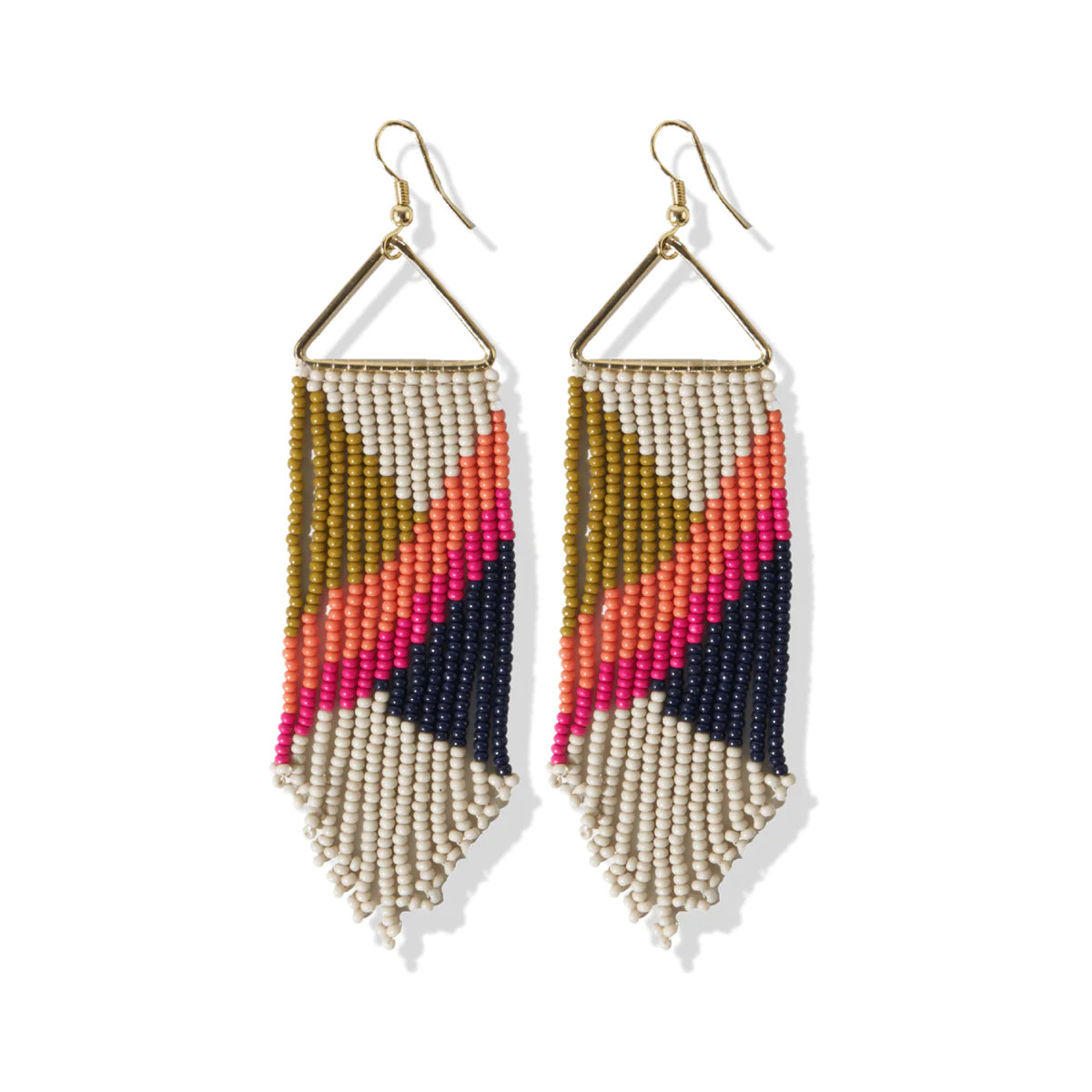 Emilie Angles Beaded Fringe Earrings Hot Pink | INK+ALLOY