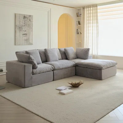 Cloud Modular Sectional Sofa, Oversized Sectional Couches For Living Room, Cushion Deep Seat Sofa Set, Corduroy L Shaped Couch With 1 Ottoman | Wayfair North America