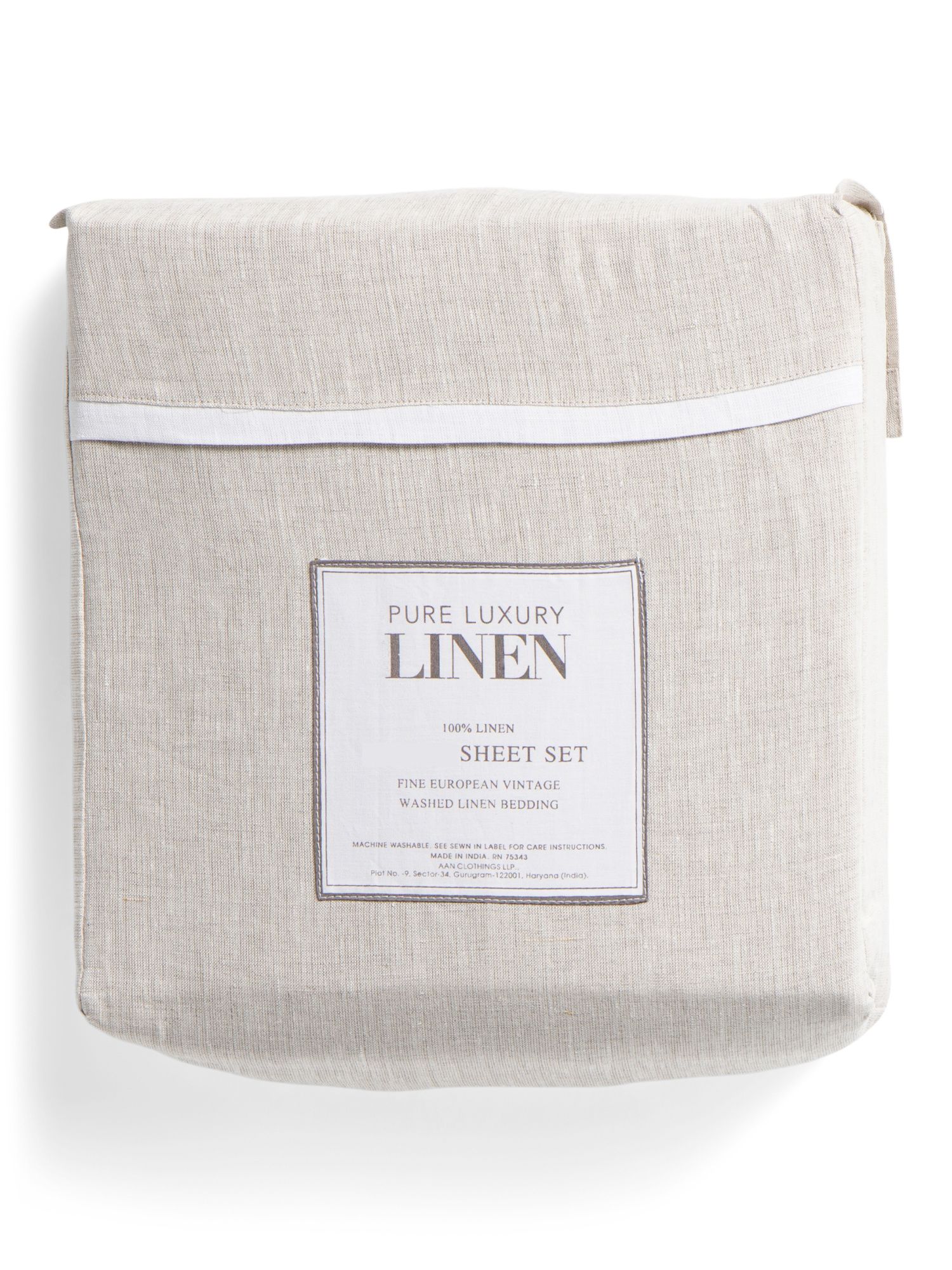 Made In India Linen Sheet Set With Contrast Border | Bed & Bath | Marshalls | Marshalls
