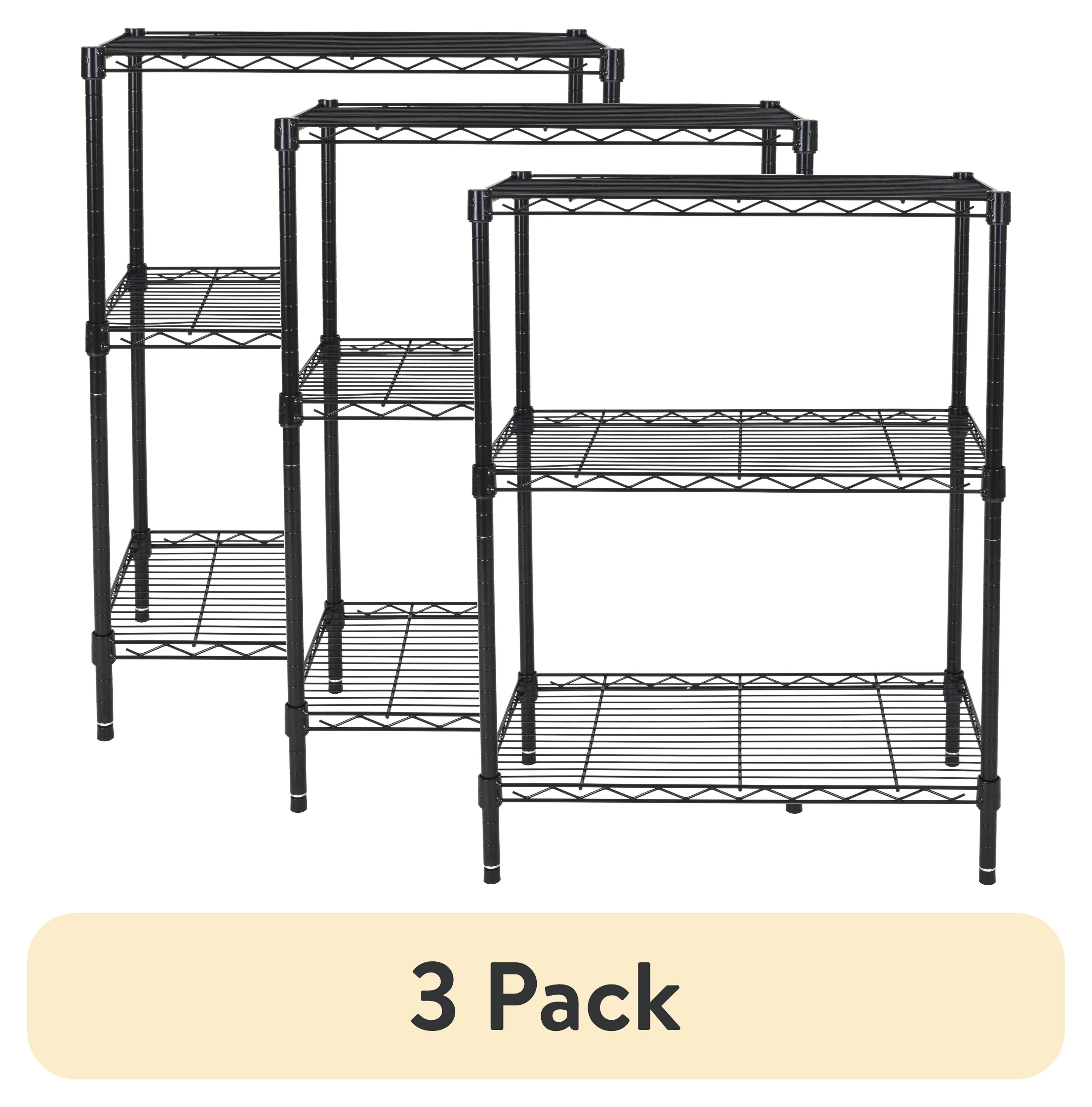 (3 pack) Hyper Tough Multipurpose 3-Tier Wire Shelving Rack, Black, 750 lbs Capacity | Walmart (US)