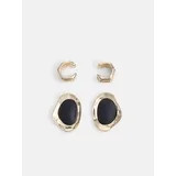 Scoop Women’s Gold Tone Ear Cuff and Post Earrings with Black Accent, 2 Pairs | Walmart (US)