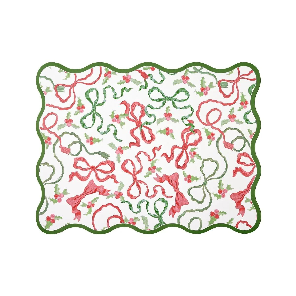 Red & Green Bow Posh Die-Cut Placemat | Caitlin Wilson Design
