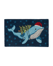 20x32 Christmas Whale Hooked Scatter Rug | TJ Maxx