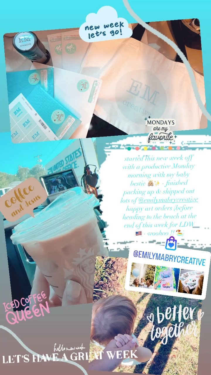 started this new week off with a productive Monday morning with my baby bestie 👼🏼✨ - finished packing up & shipped out lots of @emilymabrycreative happy art orders (before heading to the beach at the end of this week for LDW 🇺🇸 - woohoo !! 🏖)

#LTKfamily #LTKSeasonal #LTKbaby