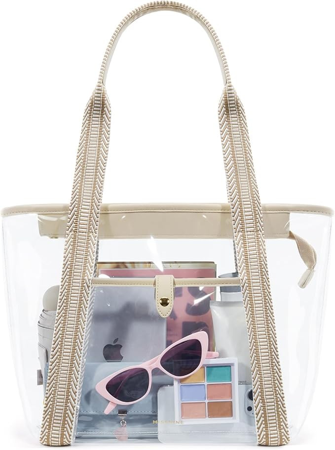 Missnine Clear Tote Bag for Women Clear Bag for Stadium Events with Zipper for Sports Events, Con... | Amazon (US)