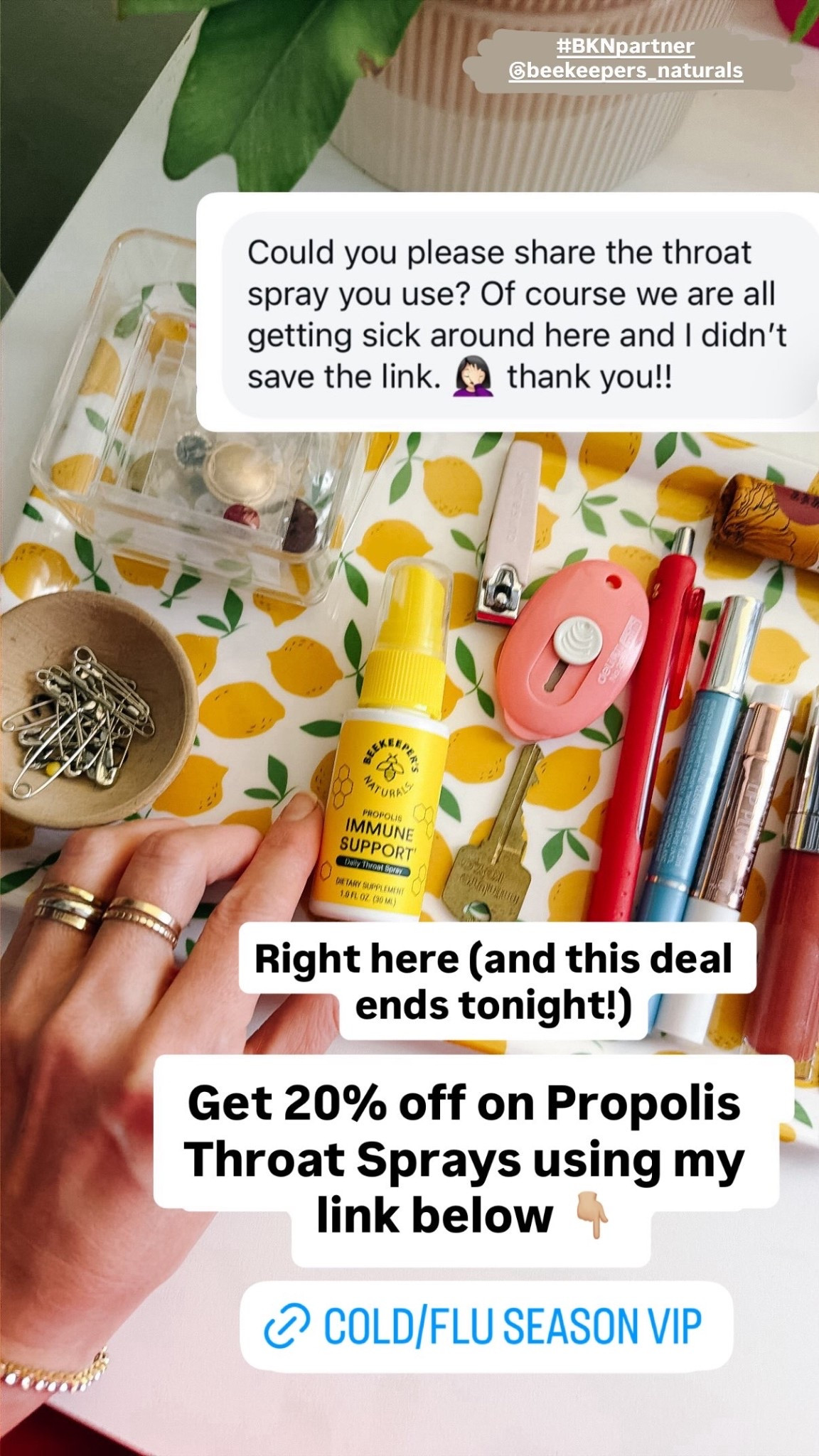 Get 20% off on Propolis Throat Sprays using my link below 👇🏼 #BKNpartner @beekeepers_naturals  Right here (and this deal ends tonight!)