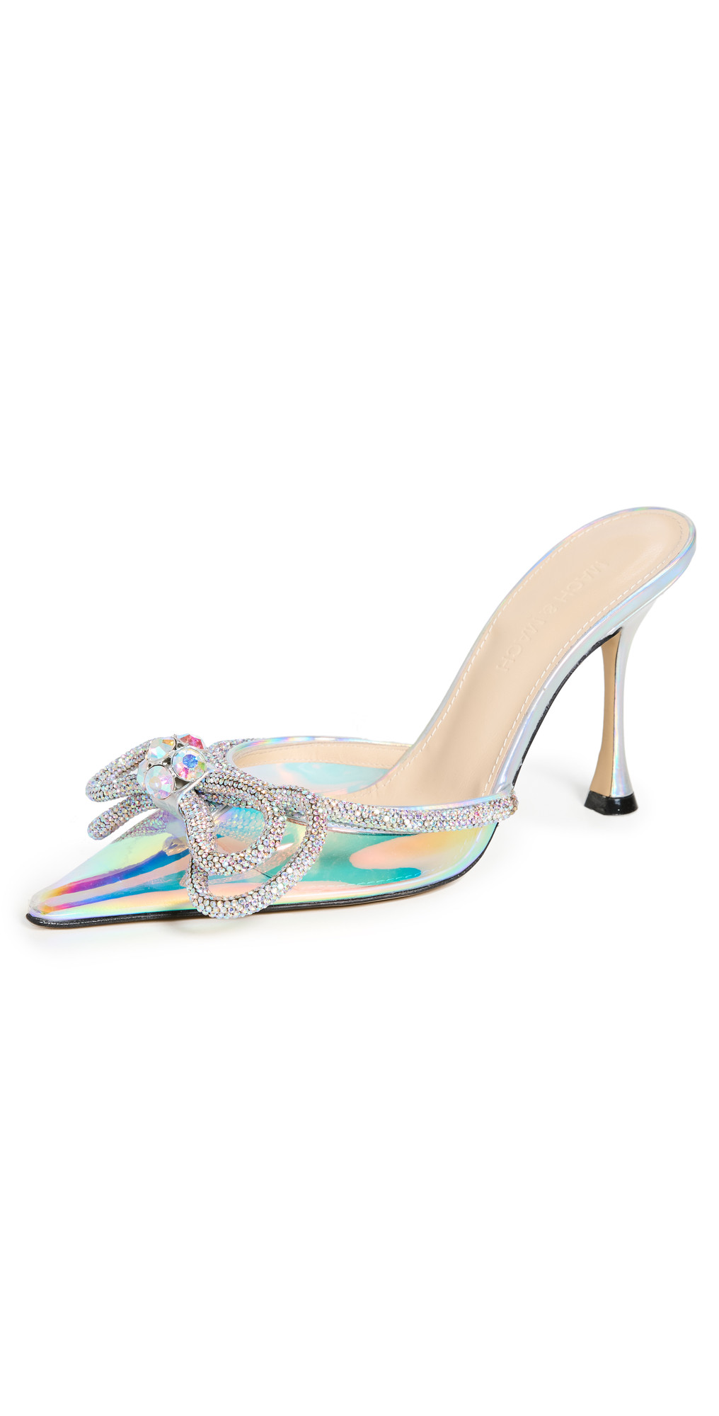 MACH & MACH Double Bow Holographic Mules | Shopbop