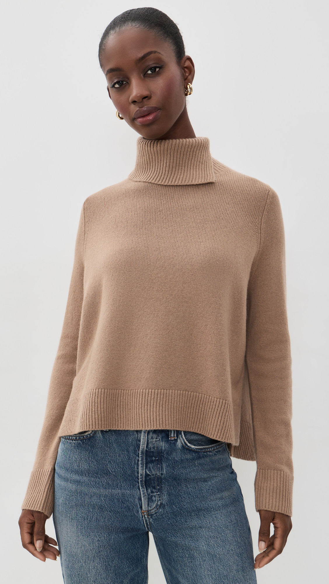 Vince Swing Turtleneck Slit Sweater Iris Quartz L | Shopbop