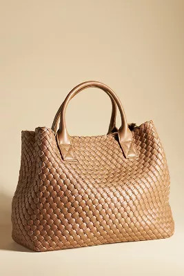Woven Faux Leather Tote | Anthropologie (US)