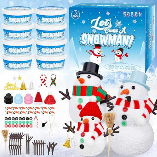 Christmas Craft Kit, 8 Pack Snowman Kit DIY Christmas Ornaments, Build a Snowman Kit Indoor Decorations, Creative Kids Air Dry Modeling Clay, Xmas Activities Snowman Making Kit Toys for Holiday | Amazon (US)