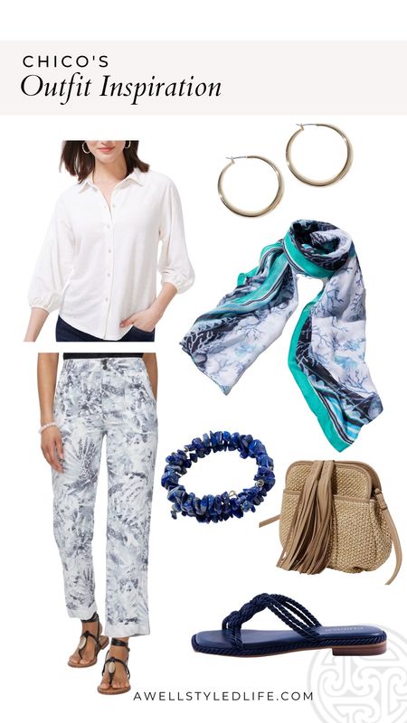 Chico’s has 25% off their Linen Shop, so both the top and pants  (and the scarf) are on sale. This casual outfit can be easily dressed up with accessories and each piece is quite versatile.

