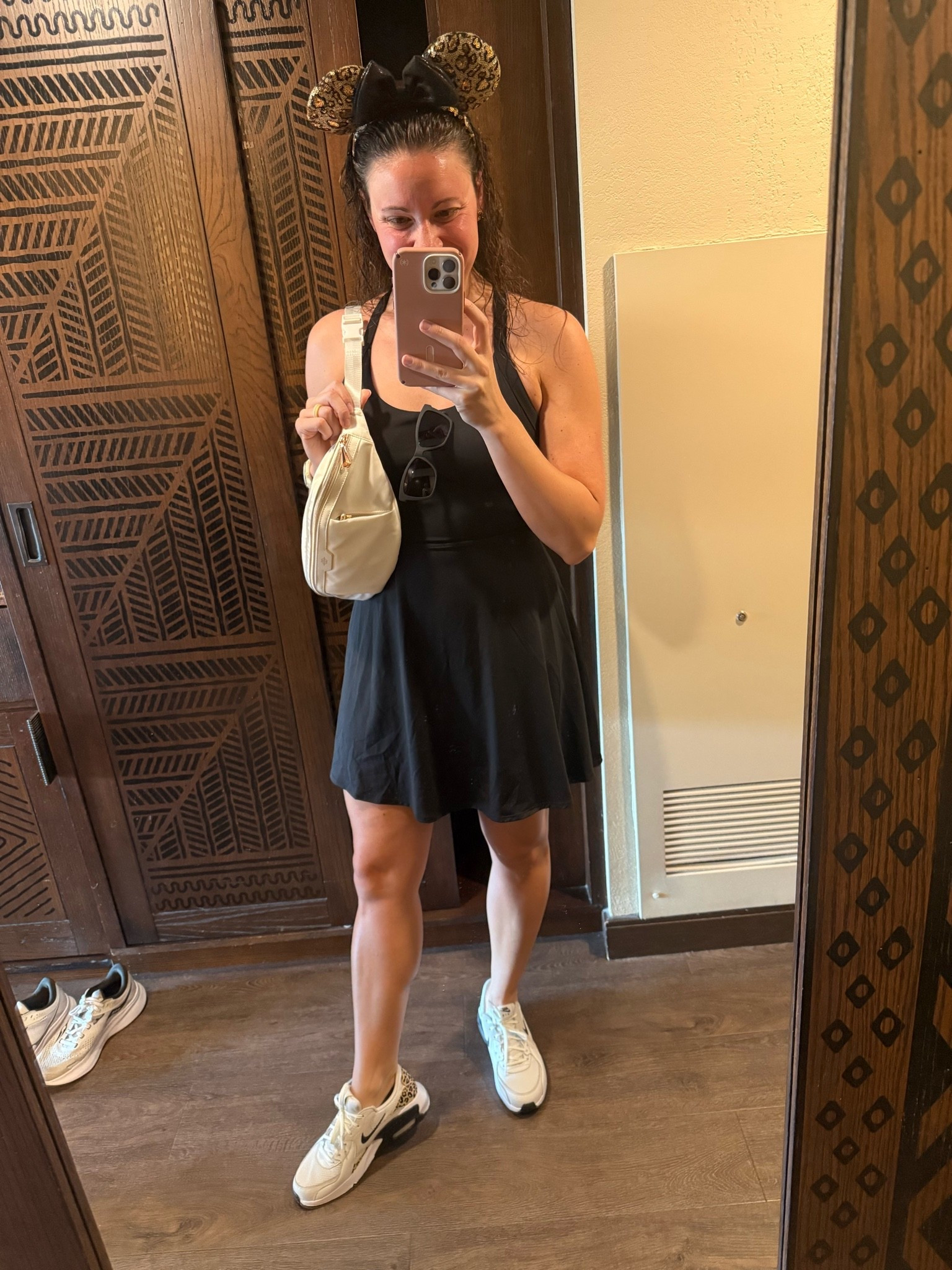 Animal kingdom park outfit! You know I love my Halara dresses and this has the knot back! Fits true to size! Love a Nike Air Max moment and of course topped off with Minnie ears, my Goodr sunglasses and Prism crossbody bag!

#LTKTravel #LTKActive #LTKootd