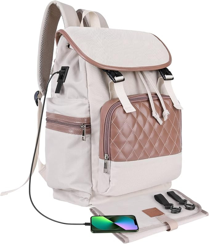 Diaper Bag Backpack with Velcro Interlayer USB Changing Mat Stroller Straps - Baby Registry Searc... | Amazon (US)