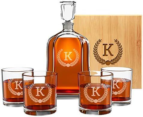 Personalized Whiskey Decanter Set for Men - 9 Design Options - Engraved Liquor Decanter Sets with... | Amazon (US)