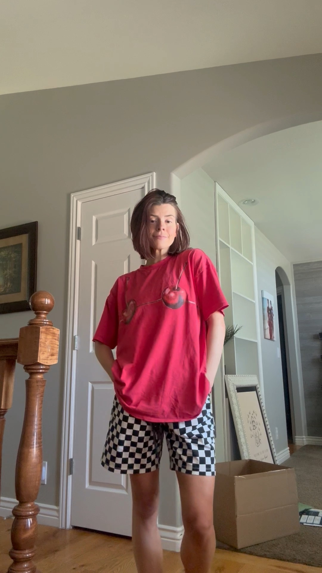 Comfy, relaxed fit checkered shorts FTW!will be on repeat!🖤🤍
Shorts: small (run big on me had to roll once)
Top: small (this was sizing up. They run bigger)🍒🍒

#LTKFindsUnder100 #LTKSeasonal #LTKSummerEdit