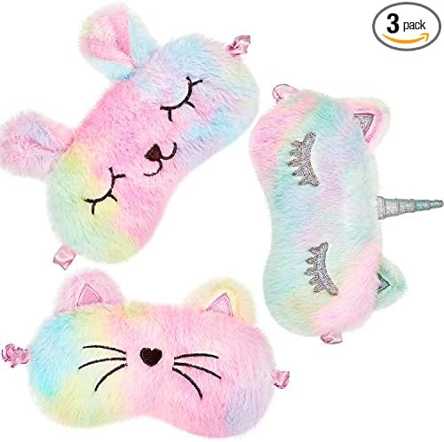 3 Pieces Sleep Mask for Kids, Girls Plush Sleeping Eye Cover Soft Eye Blindfold Cover Animal Shad... | Amazon (US)