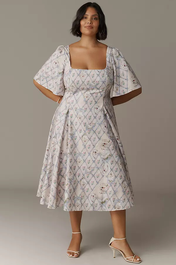 Bluebell Plus Short-Sleeve Square-Neck Midi Dress | Anthropologie (US)