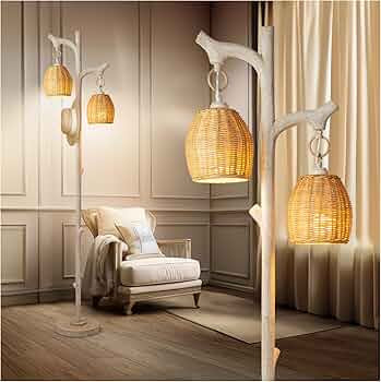 68" High Farmhouse Rustic Country Cottage Floor Lamp Tree Trunk Faux Wood Column White Washed Wic... | Amazon (US)