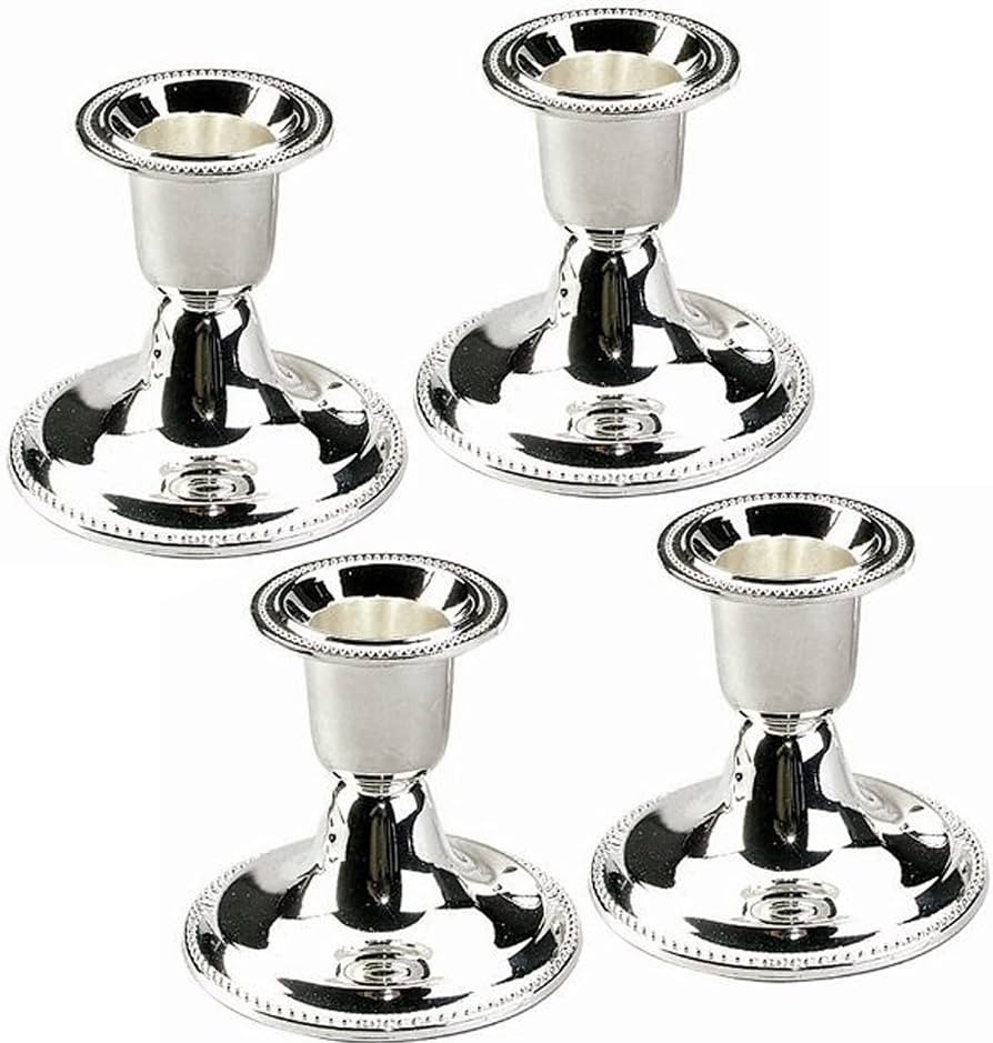 The Dreidel Company Silver Candle Holders, Shabbat Candle Sticks, Ornate Silver Plated Design, 2.... | Amazon (US)