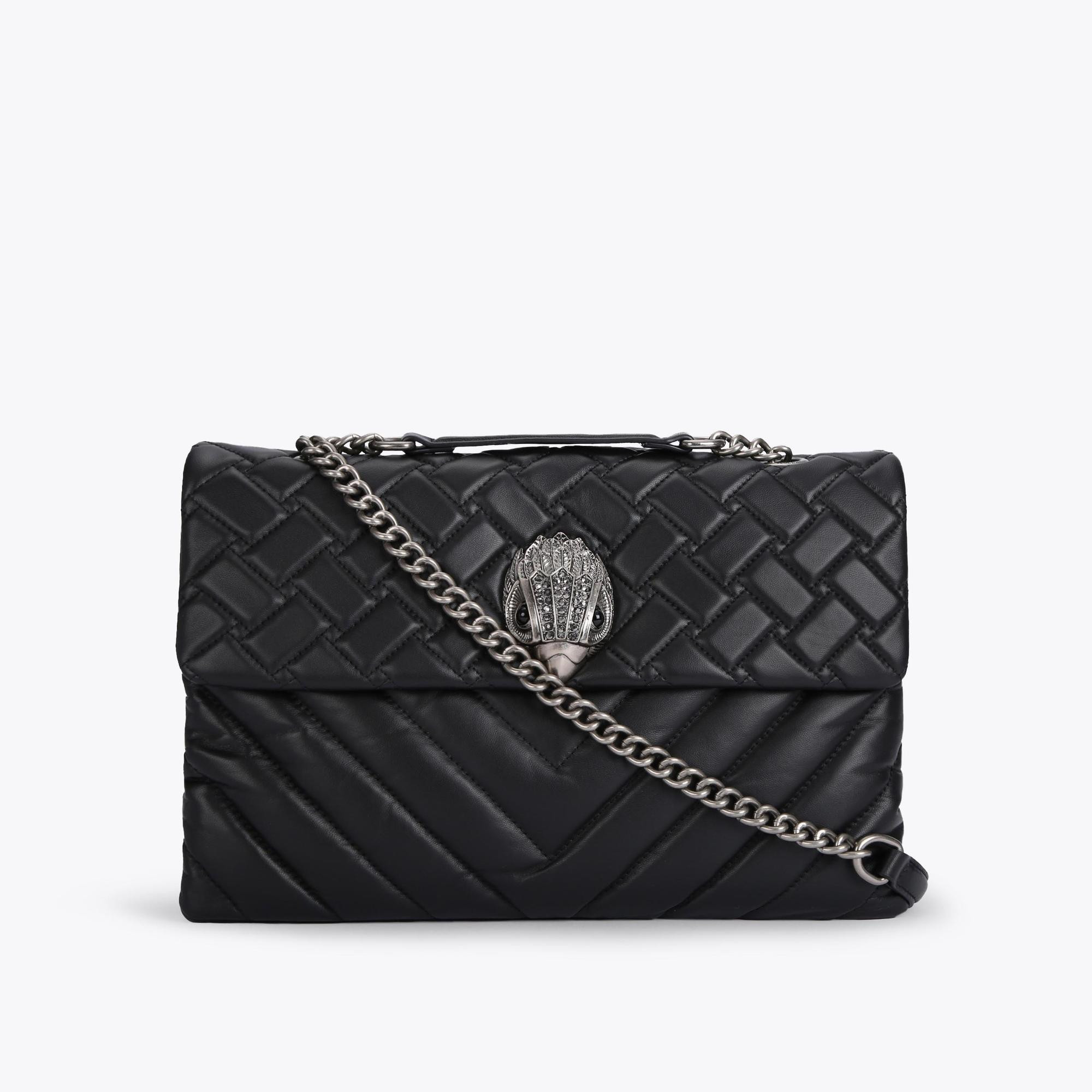LTHR XXL KENSINGTON BAG Gunmetal Black Quilted Leather Bag by KURT GEIGER LONDON | Kurt Geiger (Global)