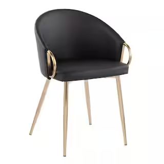 Lumisource Claire Black Faux Leather and Gold Metal Dining Chair CH-CLAIRE AUBK - The Home Depot | The Home Depot