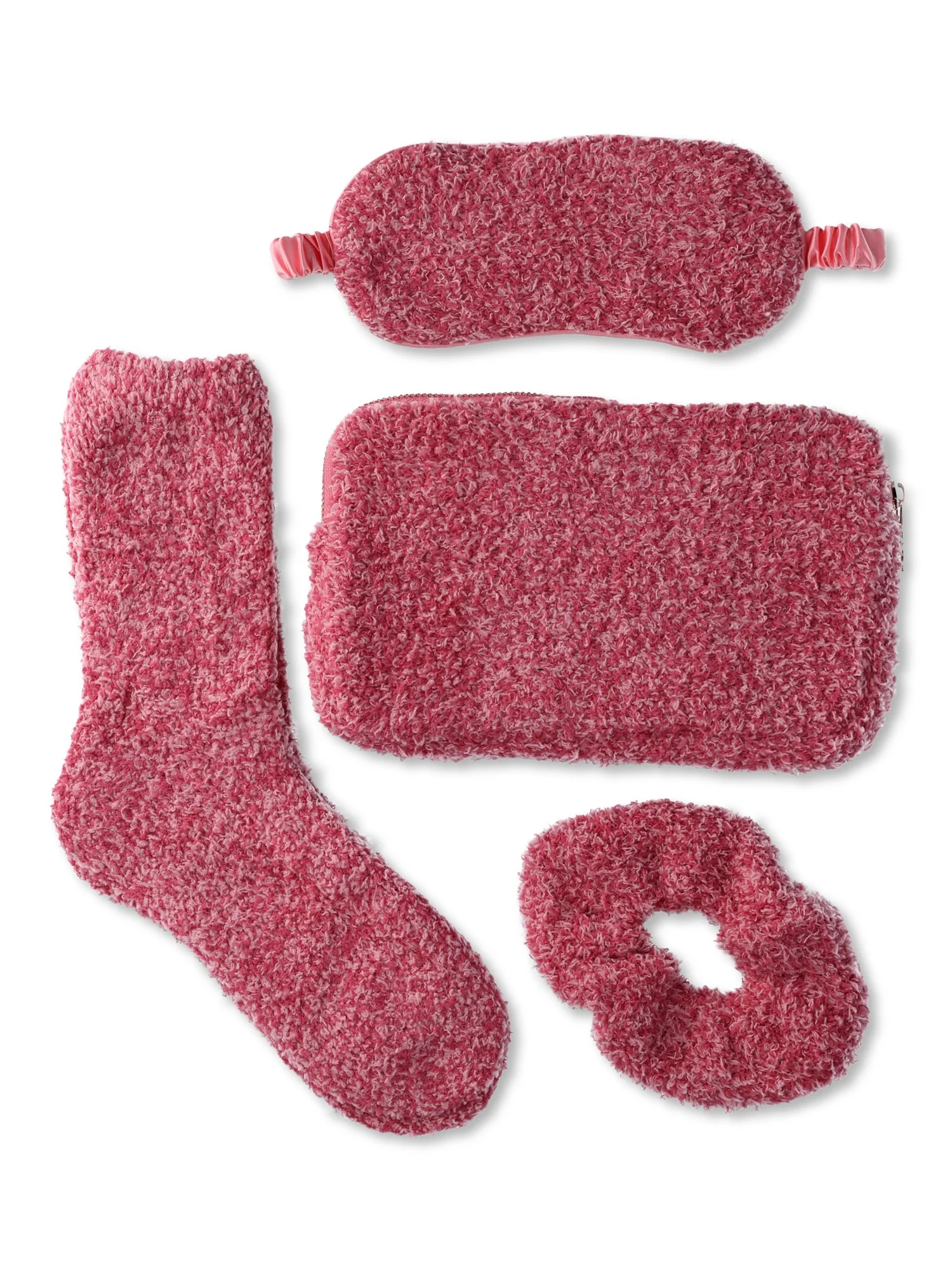 Time and Tru Women's Cozy Travel Set, 4-Piece, Rose | Walmart (US)