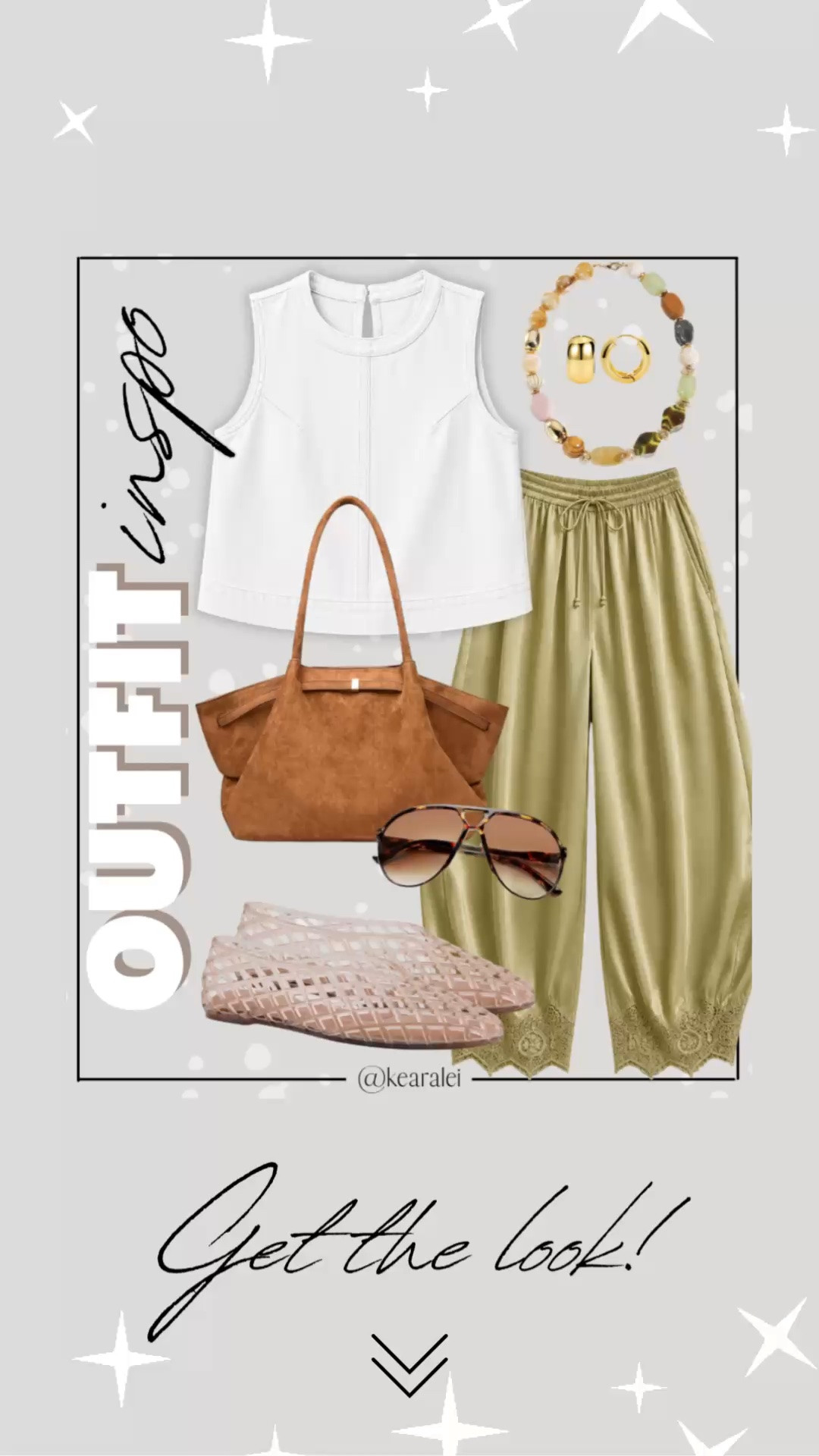 Summer outfits to fall outfit transition back to school teacher outfits date night outfits beach vacation outfits Amazon fashion white denim sleeveless top tank top swing top shirt blouse jean vest with trendy light olive green yellow green khaki satin wide leg pants barrel pants with lace edge lace trim Women's Cropped Lace-Hem Pants High Waisted Drawstring Wide Leg Pants Casual Lightweight Trousers with Pockets lightweight drawstring stretchy pull on pants with tan nude mocha lattice slip on jelly shoes flats for women tan suede leather handbag tote purse bag crossbody carryall shoulder bag chunky colorful beaded necklace and gold jewelry || teacher outfit teaching looks business casual outfits cool mom outfit free people Anthropologie inspired affordable look for less #boho #cute #fall #summer #teacher #mom #Amazon #casual #teaching #freepeople #Anthropologie
.
.
.
Amazon fashion, teacher outfits, business casual, casual outfits, neutrals, street style, Midi skirt, Maxi Dress, Swimsuit, Bikini, Travel, skinny Jeans, Puffer Jackets, Concert Outfits, Cocktail Dresses, Sweater dress, Sweaters, cardigans Fleece Pullovers, hoodies, button-downs, Oversized Sweatshirts, Jeans, High Waisted Leggings, dresses, joggers, fall Fashion, winter fashion, leather jacket, Sherpa jackets, Deals, shacket, Plaid Shirt Jackets, lounge set, Date Night Outfits, Vacation outfits, Mom jeans, shorts, sunglasses,  Romper, jumpsuit, Airport outfits, biker shorts, Weekender bag, plus size fashion, Stanley cup tumbler, Work blazers, Work Wear, workwear

boots booties tall over the knee, ankle boots, Chelsea boots, combat boots, pointed toe, chunky sole, heel, high heels, sneakers, slip on shoes, Nike, adidas, vans, dr. marten’s, ugg slippers, golden goose, sandals, high heels, loafers, Birkenstock Birkenstocks, Steve Madden, Target, Shein, Nordstrom, H&M, Walmart, asos, Nordstrom rack, Nike, adidas, Vans, Quay, Tarte, Sephora, lululemon, free people, j crew jcrew factory, old navy

#LTKootd #LTKSeasonal #LTKSaleAlert