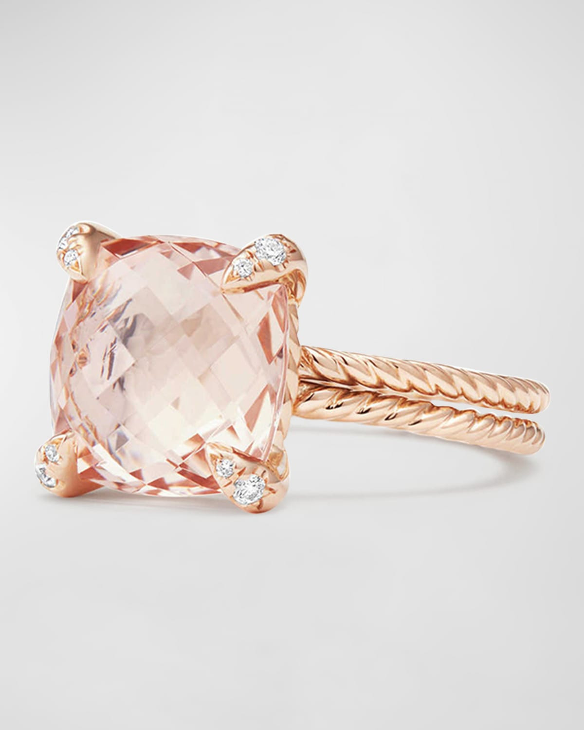Chatelaine 11mm Rose Gold Ring with Morganite & Diamonds | Neiman Marcus