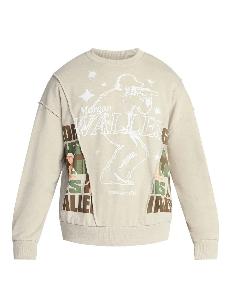 Morgan Wallen Men's Boxy Oversized Split Graphic Crewneck Sweatshirt, Sizes S-3XL | Walmart (US)