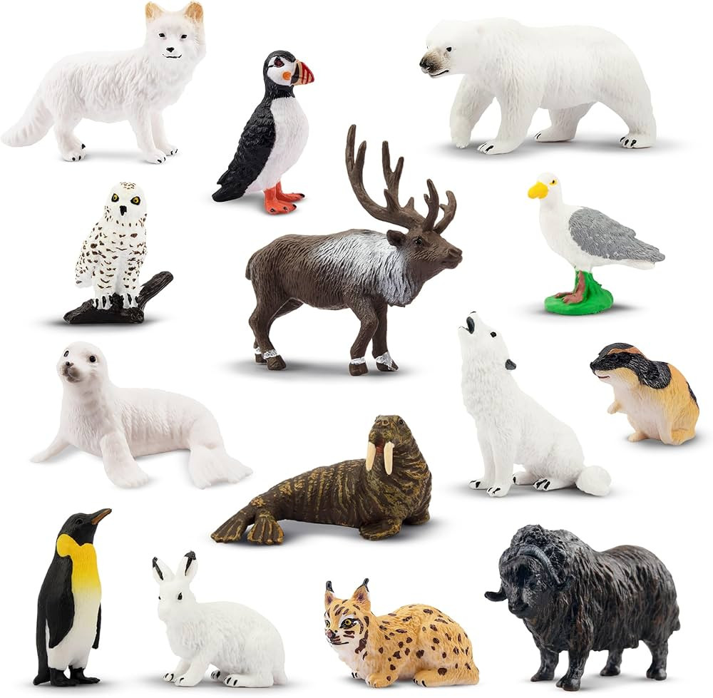 Toymany 14PCS Mini Arctic Animals Figurines Set, Polar Animals Toys with Polar Bear, Caribou, Pen... | Amazon (US)