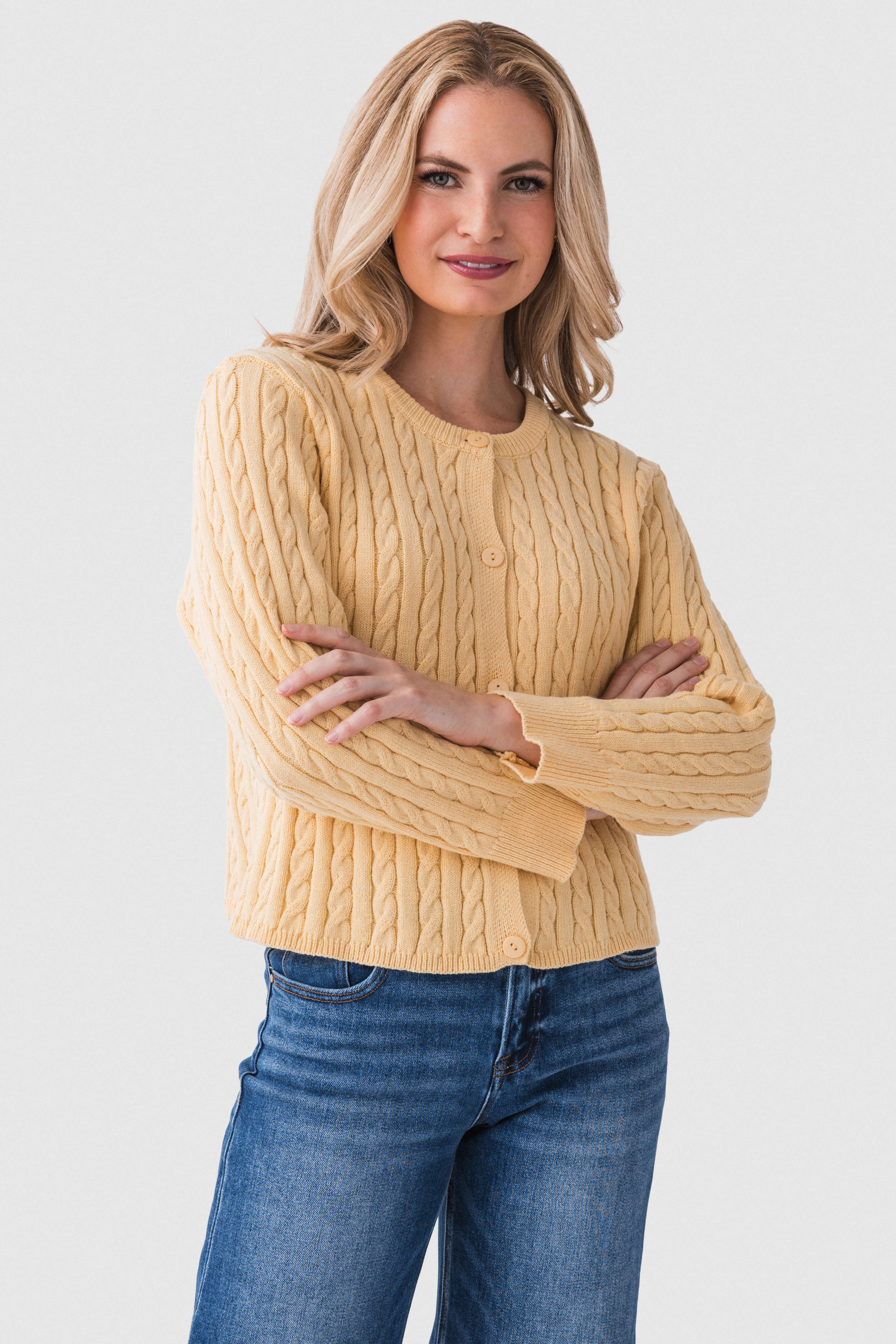 Lelis Button Up Cable Cardigan | Social Threads