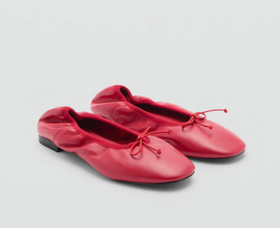 NEW MANGO MNG $90 RED LEATHER BOW DETAIL BALLERINAS BALLET FLATS SZ 36 US 6 | eBay US