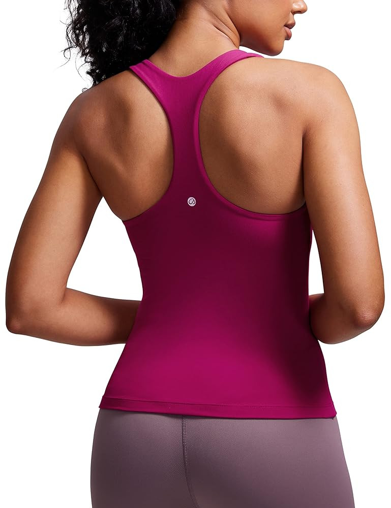 CRZ YOGA Butterluxe Workout Tank Tops for Women Built in Bras Padded - Racerback Athletic Spandex... | Amazon (US)