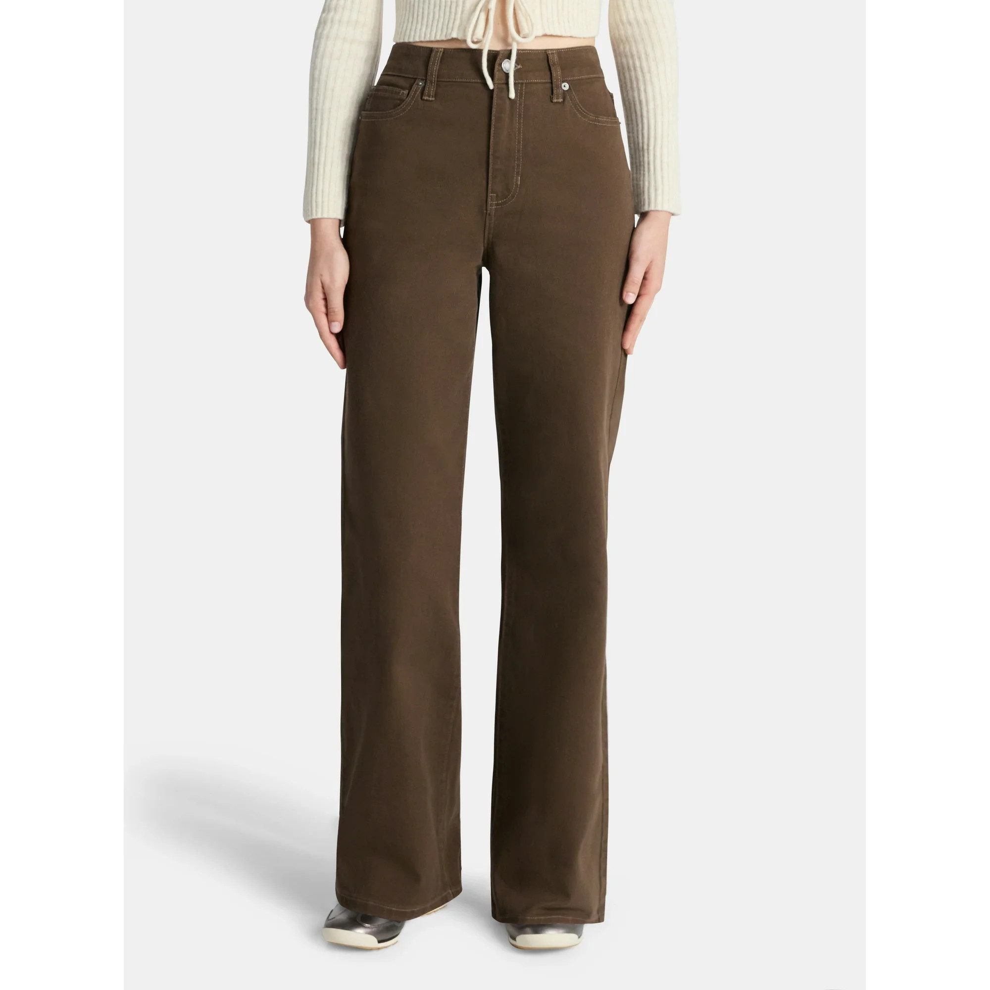 No Boundaries High Rise Baggy Wide Leg Jeans, 32'' Inseam, Women’s and Women's Plus | Walmart (US)