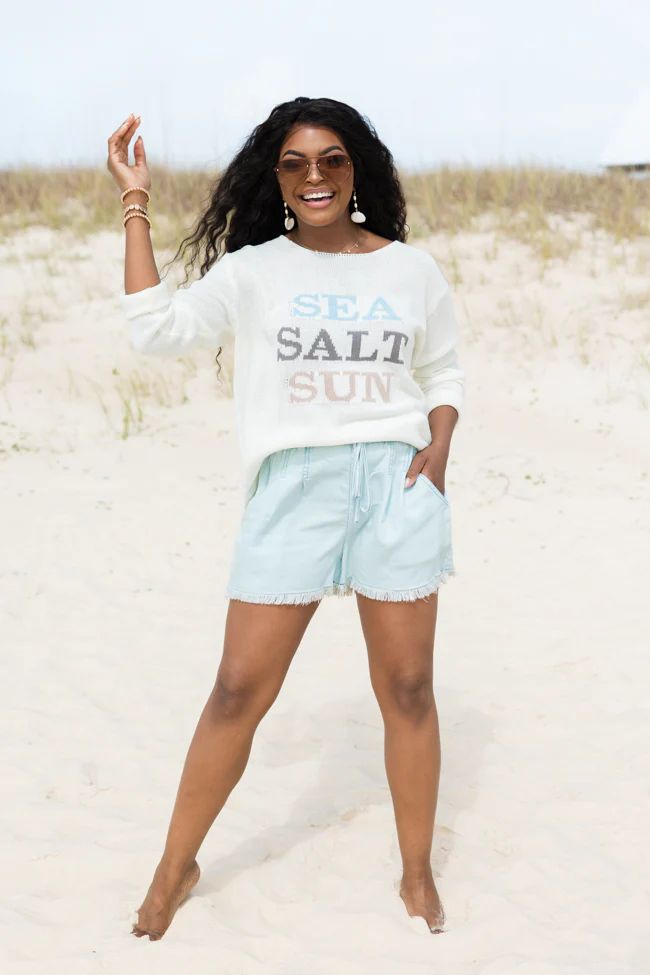 All I Need Is Sea Salt Sun Ivory Sweater | Pink Lily