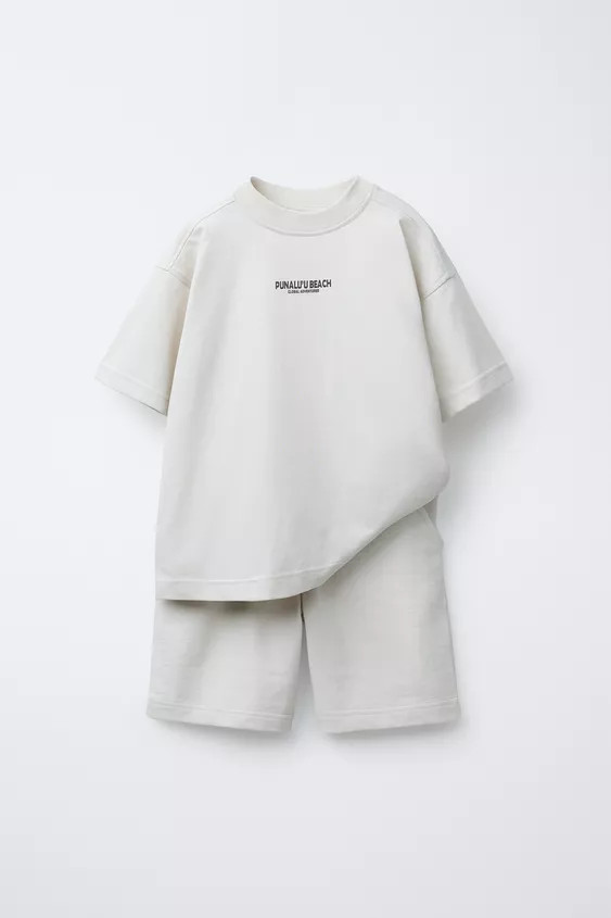 T-SHIRT AND BERMUDA TEXT SET | Zara US