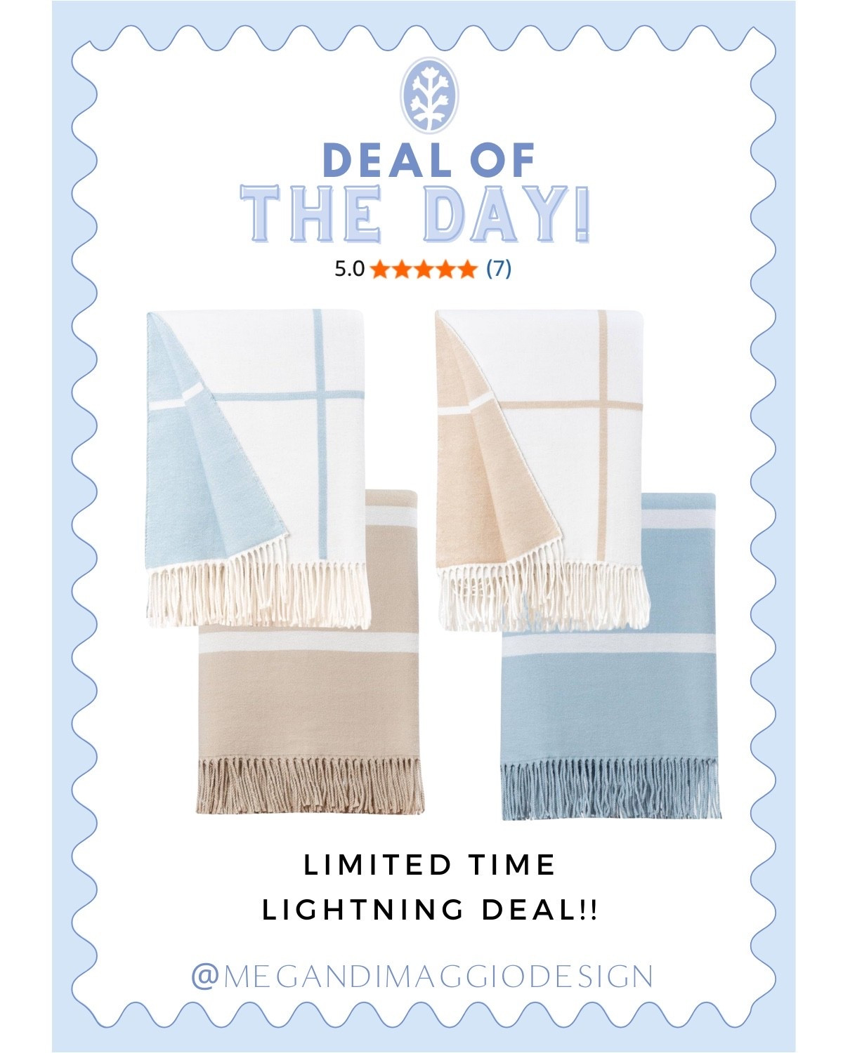 Limited time lightning deal alert on these pretty designer look for less throw blankets!! Highly rated and the perfect coastal throw!! 

#LTKHome #LTKSaleAlert #LTKFindsUnder100