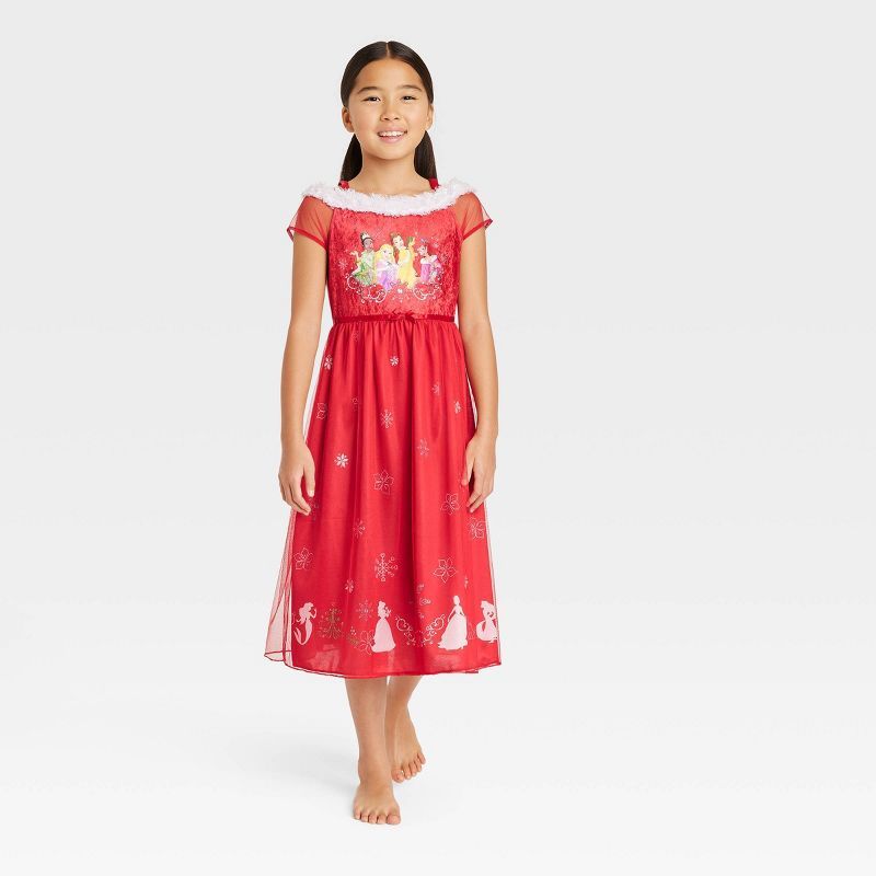 Girls' Disney Princess Christmas NightGown - Red | Target
