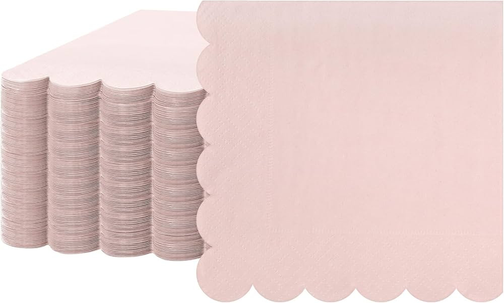 100 Pcs Scalloped Sage Cocktail Napkins Thick Paper Napkins Disposable Party Napkins Beverage Nap... | Amazon (US)