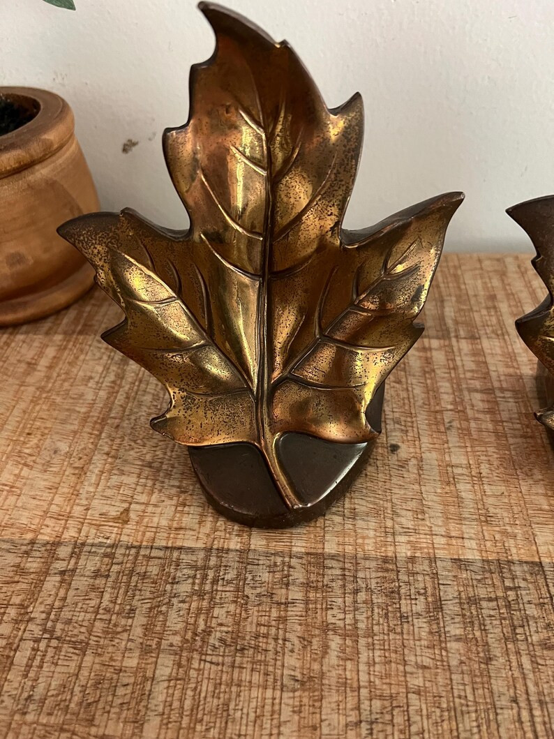 Vintage Maple Leaves Hand Cast Quality Metalware Bookends Set of 2 - Etsy | Etsy (US)