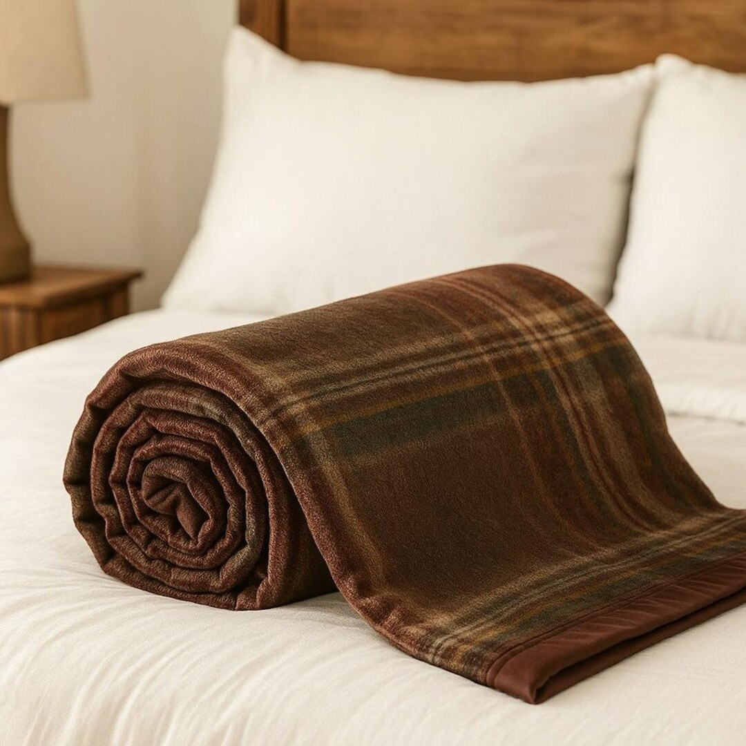 Handwoven Wool Blanket | Brown Plaid Throw, Rustic Home Decor - Etsy | Etsy (US)