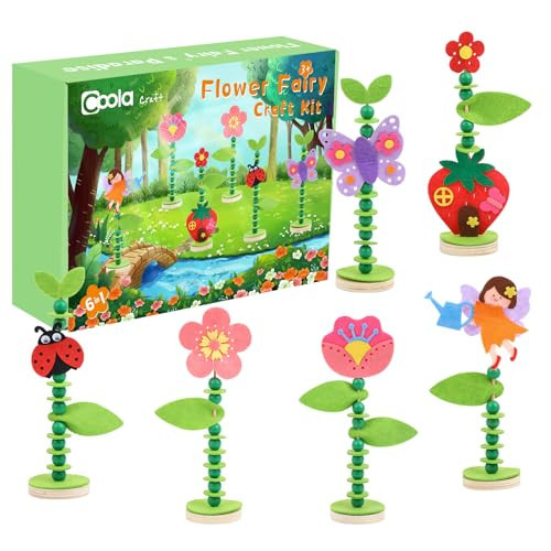 Coola Craft Kit Set for Preschool Kids, Educational Felt & Wood Flower Fairy Kit for Ages 3 4 5 6 7 8, Easy DIY Activity for Boys & Girls, Pack of 6 | Amazon (US)